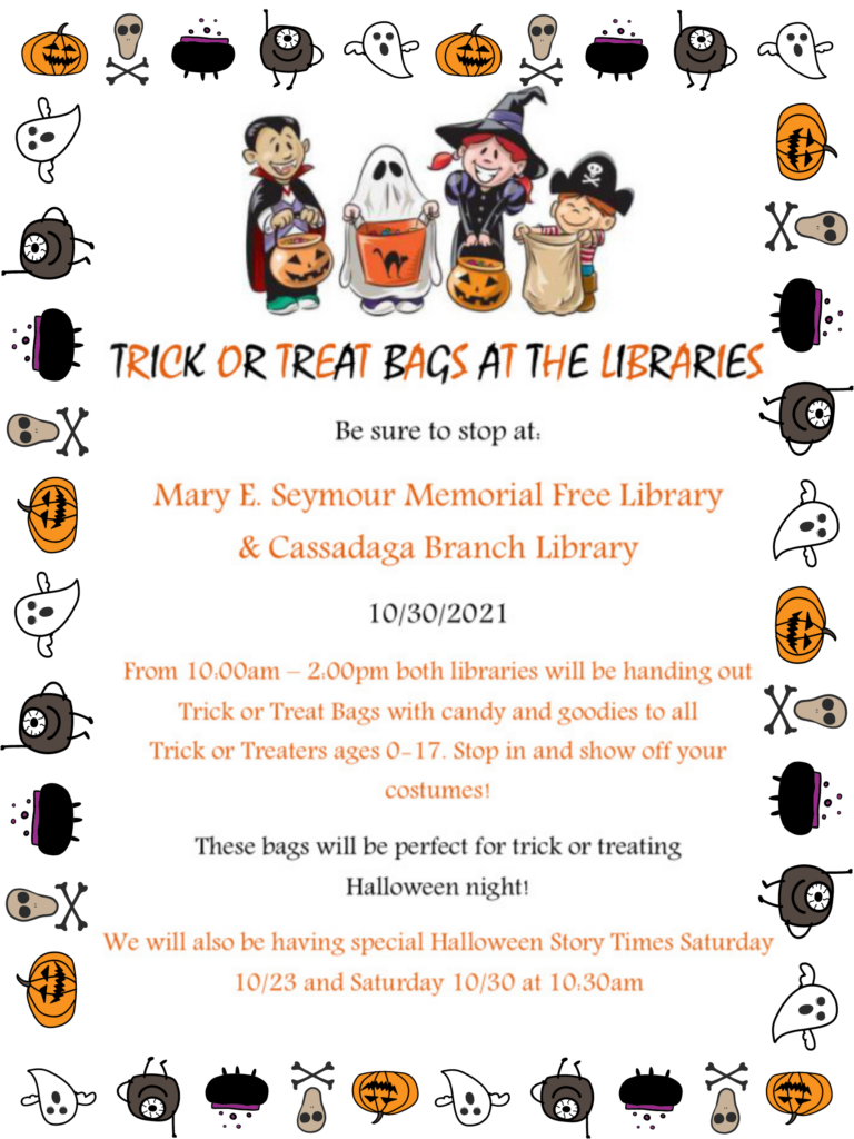 Trick or Treat Bags are BACK at the Libraries! 10/23 and 10/30