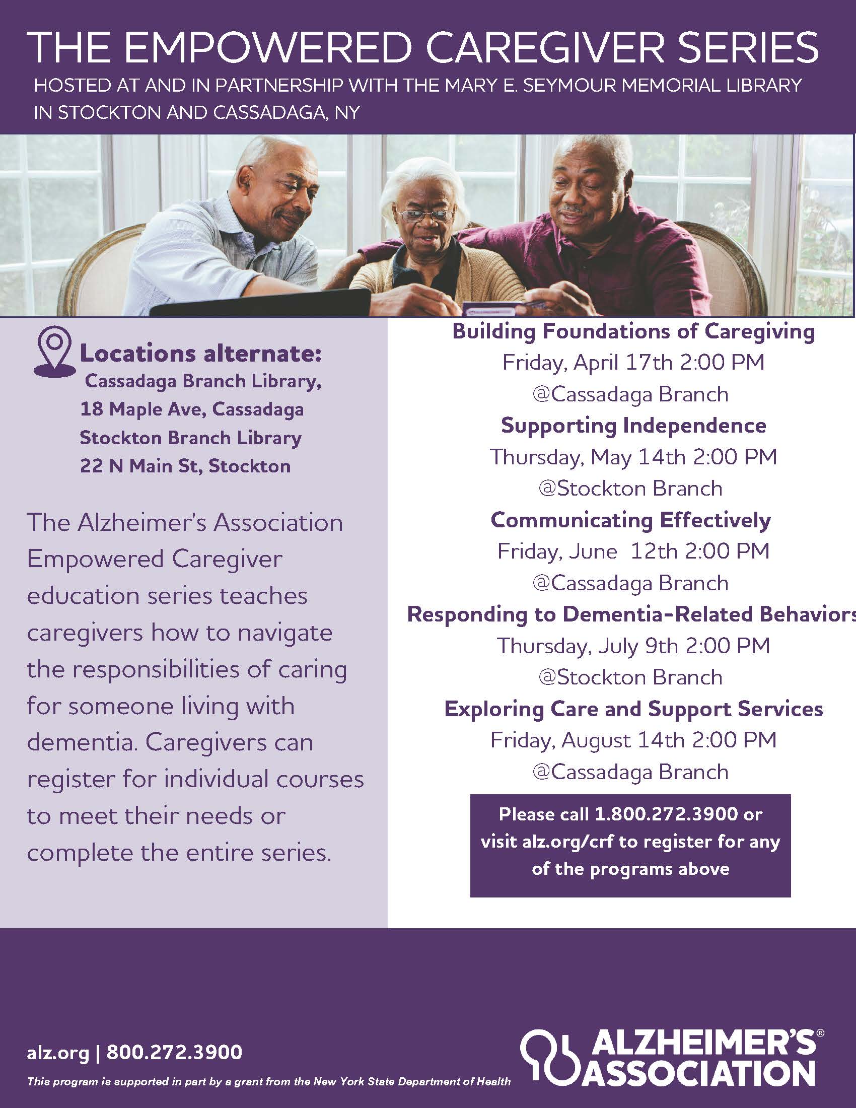 Interactive lecture series for caregivers of people with dementia.