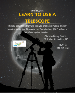 Telescope Training on Thursday, May 14th at 2pm.