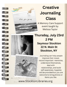 Flyer for Creative Journaling- A memory support event