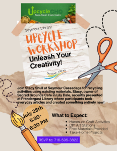 Flyer for Upcycle CHQ workshop to help you Unleashe Your Creativity