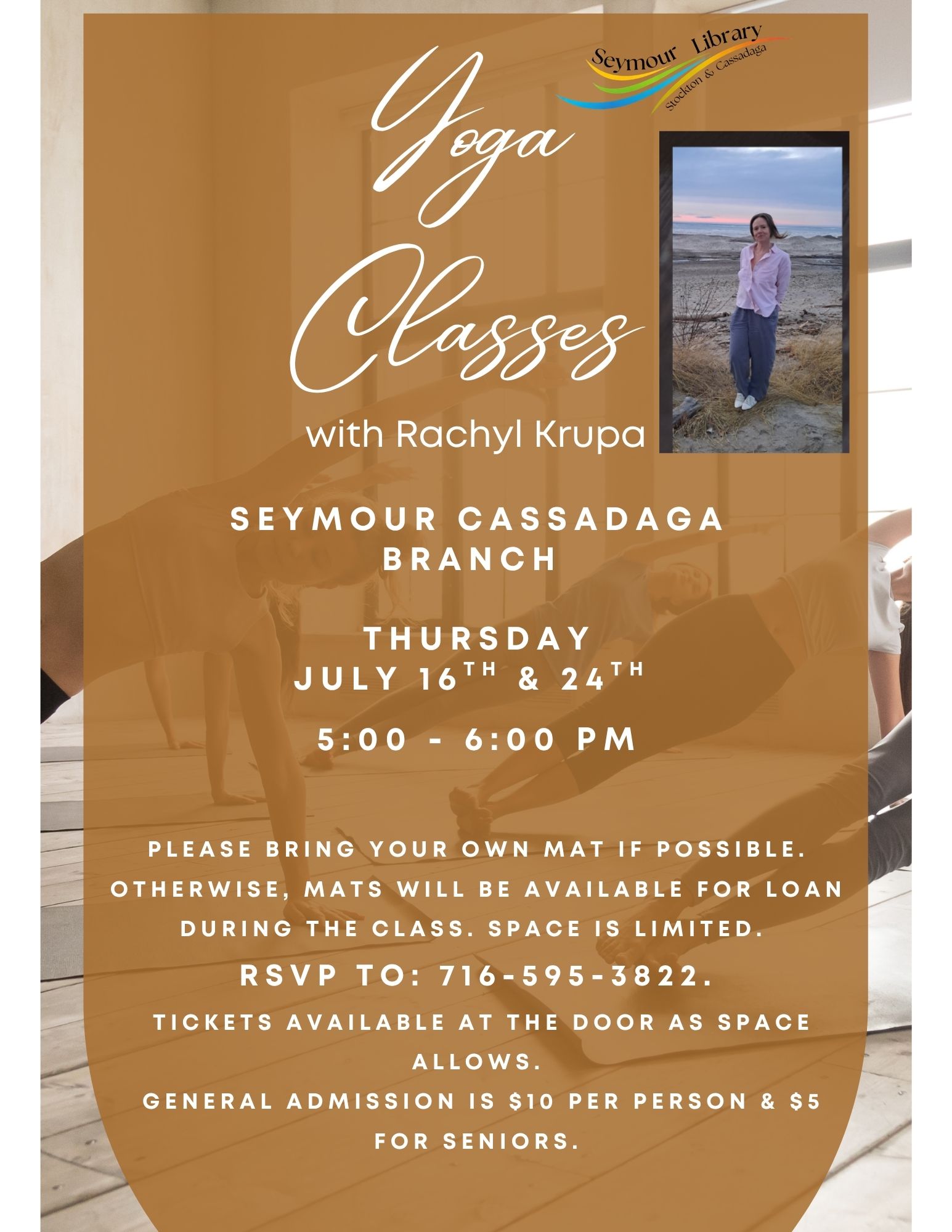 Flyer for Rachyl Krupa's gentle yoga class